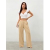image:imageRoseSeek Womens Straight Wide Leg Pants Drawstring Waisted Casual Long Trousers with PocketsApricot Beige