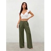 image:imageRoseSeek Womens Straight Wide Leg Pants Drawstring Waisted Casual Long Trousers with PocketsGreen