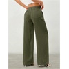 image:imageRoseSeek Womens Straight Wide Leg Pants Drawstring Waisted Casual Long Trousers with PocketsGreen