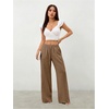 image:imageRoseSeek Womens Straight Wide Leg Pants Drawstring Waisted Casual Long Trousers with PocketsLight Brown