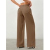 image:imageRoseSeek Womens Straight Wide Leg Pants Drawstring Waisted Casual Long Trousers with PocketsLight Brown