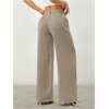 image:imageRoseSeek Womens Straight Wide Leg Pants Drawstring Waisted Casual Long Trousers with PocketsMix Grey