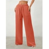 image:imageRoseSeek Womens Straight Wide Leg Pants Drawstring Waisted Casual Long Trousers with PocketsOrange