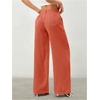 image:imageRoseSeek Womens Straight Wide Leg Pants Drawstring Waisted Casual Long Trousers with PocketsOrange