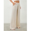 image:imageRoseSeek Womens Straight Wide Leg Pants Drawstring Waisted Casual Long Trousers with PocketsPure Apricot