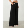 image:imageRoseSeek Womens Straight Wide Leg Pants Drawstring Waisted Casual Long Trousers with PocketsPure Black