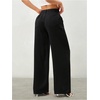 image:imageRoseSeek Womens Straight Wide Leg Pants Drawstring Waisted Casual Long Trousers with PocketsPure Black
