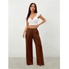 image:imageRoseSeek Womens Straight Wide Leg Pants Drawstring Waisted Casual Long Trousers with PocketsPure Brown