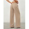 image:imageRoseSeek Womens Straight Wide Leg Pants Drawstring Waisted Casual Long Trousers with PocketsPure Khaki