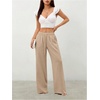 image:imageRoseSeek Womens Straight Wide Leg Pants Drawstring Waisted Casual Long Trousers with PocketsPure Khaki