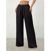 image:imageRoseSeek Womens Straight Wide Leg Pants Drawstring Waisted Casual Long Trousers with PocketsSoft Black
