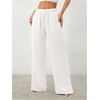 image:imageRoseSeek Womens Straight Wide Leg Pants Drawstring Waisted Casual Long Trousers with PocketsWhite
