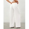 image:imageRoseSeek Womens Straight Wide Leg Pants Drawstring Waisted Casual Long Trousers with PocketsWhite