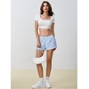 image:imageRoseSeek Womens Striped Button Up Boxer Shorts Elastic Waist Casual Mini Shorts Summer LoungeBlue