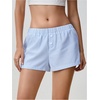 image:imageRoseSeek Womens Striped Button Up Boxer Shorts Elastic Waist Casual Mini Shorts Summer LoungeBlue