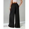 image:imageRoseSeek Womens Tall Baggy Sweatpants Drawstring Wide Leg Sweatpants Loose Casual Sweat Pants TrousersSolid Black