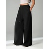 image:imageRoseSeek Womens Tall Baggy Sweatpants Drawstring Wide Leg Sweatpants Loose Casual Sweat Pants TrousersSolid Black