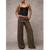 image:imageRoseSeek Womens Wide Leg Dress Pants Drawstring Eyelet Baggy Business Work Long Pants TrousersCoffee Brown