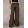 image:imageRoseSeek Womens Wide Leg Dress Pants Drawstring Eyelet Baggy Business Work Long Pants TrousersCoffee Brown
