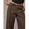 image:imageRoseSeek Womens Wide Leg Dress Pants Drawstring Eyelet Baggy Business Work Long Pants TrousersCoffee Brown