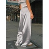 image:imageRoseSeek Womens Wide Leg Pants Elastic Waist Satin Pants Y2k Baggy Low Rise Long TrousersSilver