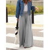 image:imageRoseSeek Womens Wide Leg Sweatpants High Elastic Waist Flowy Palazzo Pants Loose Baggy Pants BottomsGrey