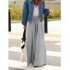 image:imageRoseSeek Womens Wide Leg Sweatpants High Elastic Waist Flowy Palazzo Pants Loose Baggy Pants BottomsSolid Grey