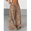 image:imageRoseSeek Womens Y2K Cheetah Wide Leg Pants Elastic Waist Long Corduroy Trousers with PocketsKhaki