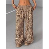 image:imageRoseSeek Womens Y2K Cheetah Wide Leg Pants Elastic Waist Long Corduroy Trousers with PocketsKhaki