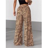 image:imageRoseSeek Womens Y2K Cheetah Wide Leg Pants Elastic Waist Long Corduroy Trousers with PocketsKhaki