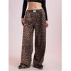 image:imageRoseSeek Womens Y2K Cheetah Wide Leg Sweatpants Elastic Waist Sports Pants Casual Long TrousersBrown