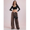 image:imageRoseSeek Womens Y2K Cheetah Wide Leg Sweatpants Elastic Waist Sports Pants Casual Long TrousersBrown