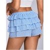 image:imageRoseSeek Womens Y2K Plaid Shorts Drop Waist Tiered Layer Mini Shorts Gingham Ruffle BottomsBlue