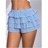image:imageRoseSeek Womens Y2K Plaid Shorts Drop Waist Tiered Layer Mini Shorts Gingham Ruffle BottomsBlue