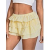 image:imageRoseSeek Womens Y2K Plaid Shorts Drop Waist Tiered Layer Mini Shorts Gingham Ruffle BottomsLight Yellow