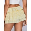 image:imageRoseSeek Womens Y2K Plaid Shorts Drop Waist Tiered Layer Mini Shorts Gingham Ruffle BottomsLight Yellow
