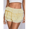 image:imageRoseSeek Womens Y2K Plaid Shorts Drop Waist Tiered Layer Mini Shorts Gingham Ruffle BottomsLight Yellow