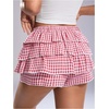 image:imageRoseSeek Womens Y2K Plaid Shorts Drop Waist Tiered Layer Mini Shorts Gingham Ruffle BottomsRed Plaid