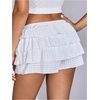 image:imageRoseSeek Womens Y2K Plaid Shorts Drop Waist Tiered Layer Mini Shorts Gingham Ruffle BottomsWhite