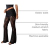 image:imageRoseSeek Womens Y2k Floral Lace Sheer Mesh Patchwork Pants Flared Gothic Elastic Waisted Bell Bottoms Trousers PantsBlack