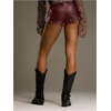 image:imageRoseSeek Womens Y2k Rivets PU Leather Shorts Mid Rise Micro Mini Shorts Baddie OutfitsBurgundy