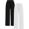 image:imageRoseSeek 2 Pack Girls Sweatpants Wide Leg Elastic Waist Pants with Pockets Baggy Joggers Track Pants TrendyBlack and White