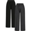image:imageRoseSeek 2 Pack Girls Sweatpants Wide Leg Elastic Waist Pants with Pockets Baggy Joggers Track Pants TrendyGrey and Black