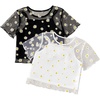 image:imageRoseSeek Girls 2 Packs Mesh Shirt Crop Tops Floral Print Short Sleeve Summer Cute Shirt Tops for TeensBlack and White