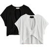 image:imageRoseSeek Girls 2 Packs Open Back Backless Tops Criss Cross Short Sleeve T Shirts Crewneck Casual TeesBlack White