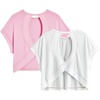 image:imageRoseSeek Girls 2 Packs Open Back Backless Tops Criss Cross Short Sleeve T Shirts Crewneck Casual TeesPink and White