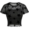 image:imageRoseSeek Girls 2 Piece Outfits Star Graphic Y2K Sheer Mesh Shirts and Spaghetti Strap Camisole TopsBlack