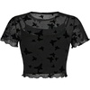 image:imageRoseSeek Girls 2 Piece Outfits Star Graphic Y2K Sheer Mesh Shirts and Spaghetti Strap Camisole TopsBlack Star
