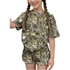 image:imageRoseSeek Girls 2 Piece Summer Outfits Short Sleeve Camo T Shirt and Mini Shorts Clothing Set TracksuitYellow Camo