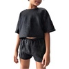image:imageRoseSeek Girls 2 Piece Summer Outfits Short Sleeve Crop Top and Mini Shorts Casual Matching SetDark Grey